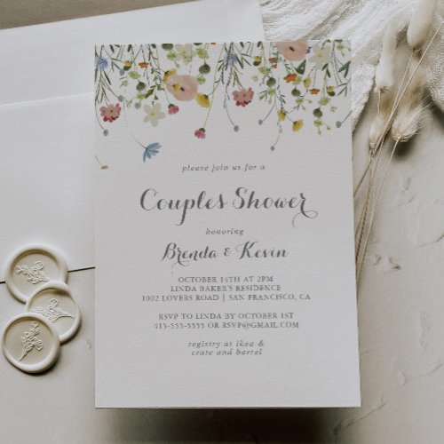 Colorful Dainty Wild Flowers Couples Shower Invitation