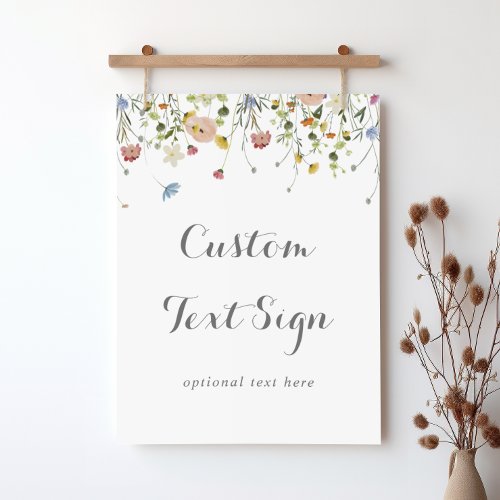Colorful Dainty Wild Flowers Custom Text Sign