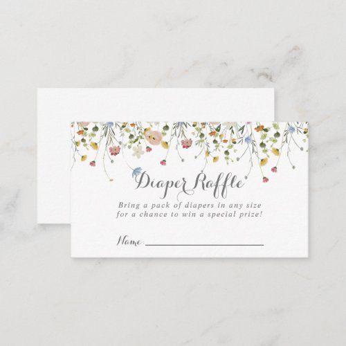 Colorful Dainty Wild Flowers Diaper Raffle Ticket Enclosure Card