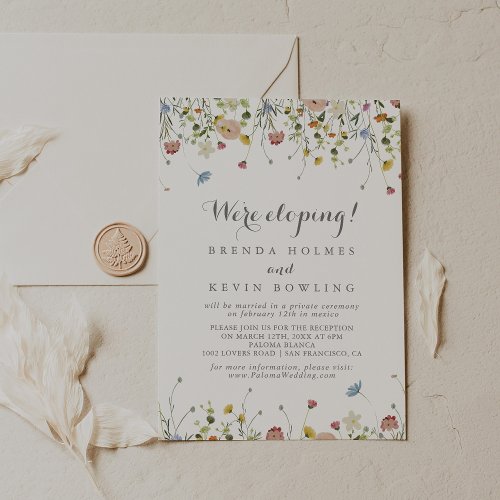 Colorful Dainty Wild Flowers Elopement Reception Invitation