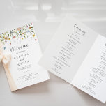 Colorful Dainty Wild Flowers Folded Wedding Program<br><div class="desc">This colorful dainty wild flowers folded wedding program is perfect for a rustic wedding. The design features hand-painted watercolor beautiful pink,  blush,  blue,  navy,  yellow,  purple and green wild flowers.

Include a quote or short message,  order of service,  wedding party and thank you message.</div>
