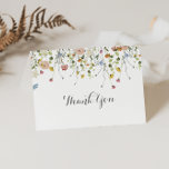 Colorful Dainty Wild Flowers Folded Wedding  Thank You Card<br><div class="desc">This colorful dainty wild flowers folded wedding thank you card is perfect for a rustic wedding. The design features hand-painted watercolor beautiful pink, blush, blue, navy, yellow, purple and green wild flowers. Personalize the inside of the card with your names, and a thank you message. Or, leave the thank you...</div>