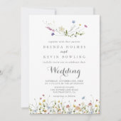 Colorful Dainty Wild Flowers Front & Back Wedding Invitation (Front)