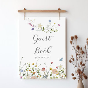 Colorful Dainty Wild Flowers Guest Book Sign