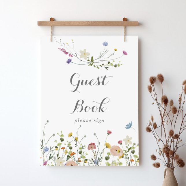 Colorful Dainty Wild Flowers Guest Book Sign (Creator Uploaded)