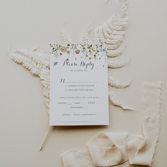 Colorful Dainty Wild Flowers Menu Choice RSVP (Creator Uploaded)