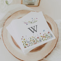 Colorful Dainty Wild Flowers Monogram Wedding