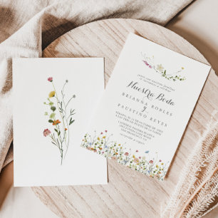 Colorful Dainty Wild Flowers Nuestra Boda Wedding Invitation