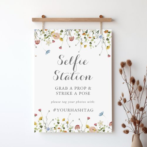 Colorful Dainty Wild Flowers Selfie Station Sign