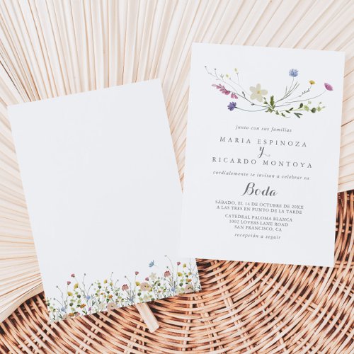 Colorful Dainty Wild Flowers Spanish Wedding Invitation