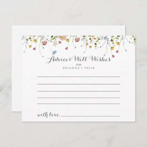 Colorful Dainty Wild Flowers Wedding Advice Card