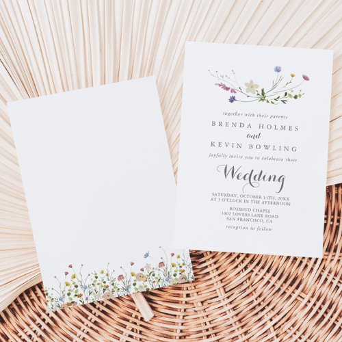 Colorful Dainty Wild Flowers Wedding Invitation