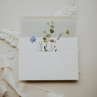 Colorful Dainty Wild Flowers Wedding Invitation Envelope