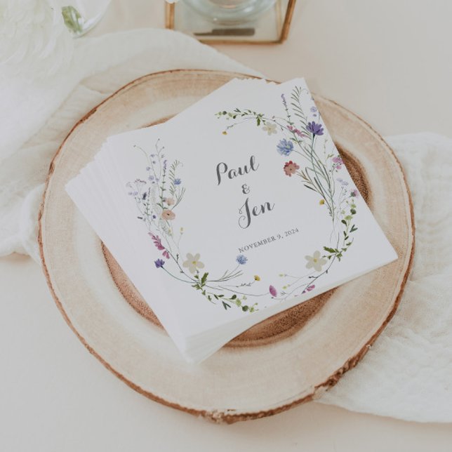 Colorful Dainty Wild Flowers Wedding Napkins (Creator Uploaded)