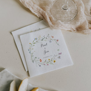 Colorful Dainty Wild Flowers Wedding Napkins
