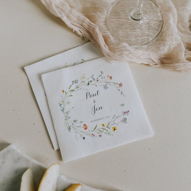 Colorful Dainty Wild Flowers Wedding Napkins (Creator Uploaded)