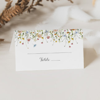 Colorful Dainty Wild Flowers Wedding Place Card