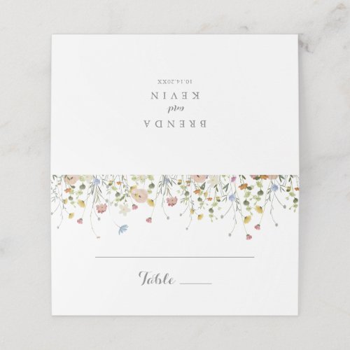 Colorful Dainty Wild Flowers Wedding Place Card