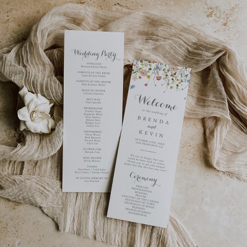 Colorful Dainty Wild Flowers Wedding Program