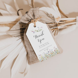 Colorful Dainty Wild Flowers Wedding Thank You Gift Tags