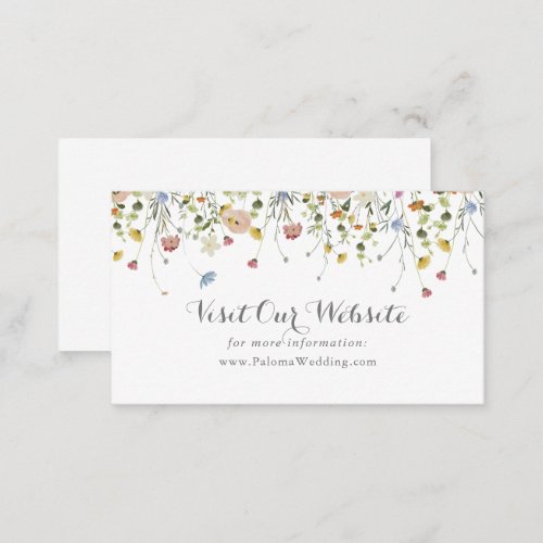 Colorful Dainty Wild Flowers Wedding Website Enclosure Card