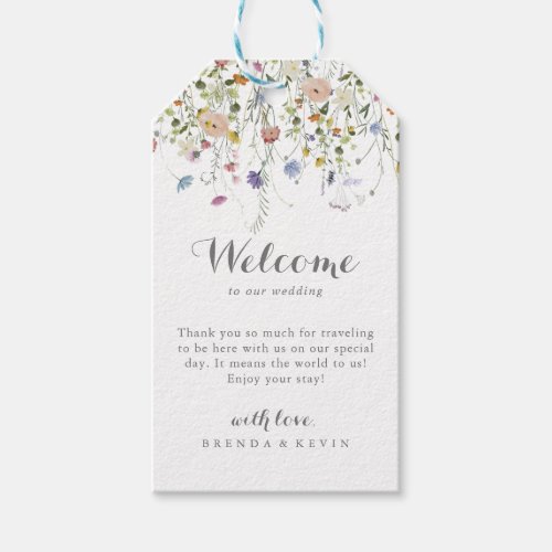 Colorful Dainty Wild Flowers Wedding Welcome Gift Tags