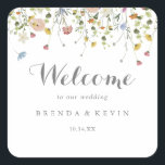 Colorful Dainty Wild Flowers Wedding Welcome Square Sticker<br><div class="desc">This colorful dainty wild flowers wedding welcome square sticker is perfect for a rustic wedding. The design features hand-painted watercolor beautiful pink,  blush,  blue,  navy,  yellow,  purple and green wild flowers.

These labels are perfect for hotel guest welcome bags and destination weddings.</div>