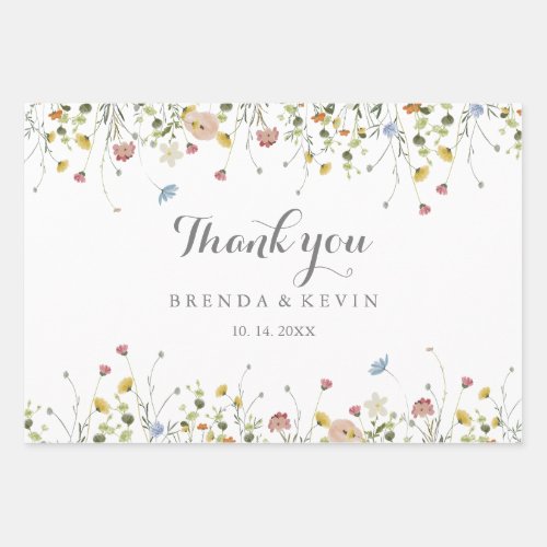 Colorful Dainty Wild Flowers Wedding Wrapping Paper Sheets