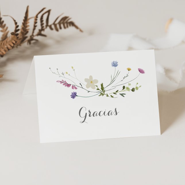 Colorful Dainty Wild Folded Wedding Gracias Card (Creator Uploaded)