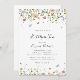 Colorful Dainty Wild Kitchen Tea Bridal Shower Invitation