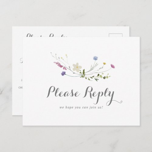 Colorful Dainty Wild Menu Choice RSVP Postcard