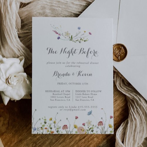 Colorful Dainty Wild Night Before Rehearsal Dinner Invitation