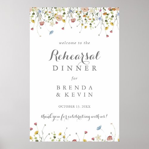 Colorful Dainty Wild Rehearsal Dinner Welcome Sign