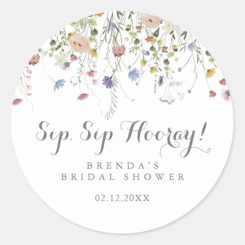Colorful Dainty Wild Sip Sip Hooray Bridal Shower Classic Round Sticker