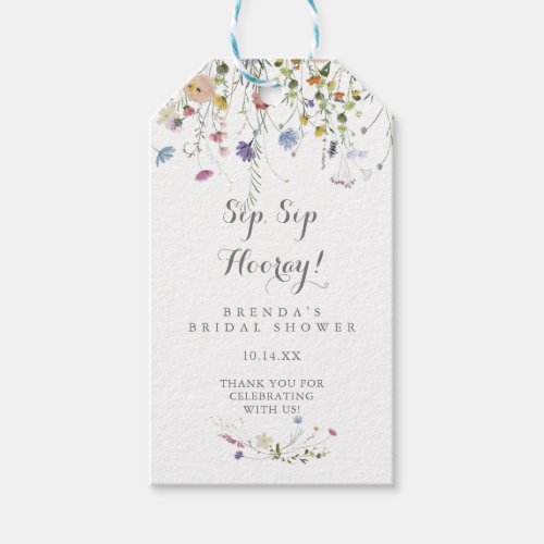 Colorful Dainty Wild Sip Sip Hooray Bridal Shower Gift Tags