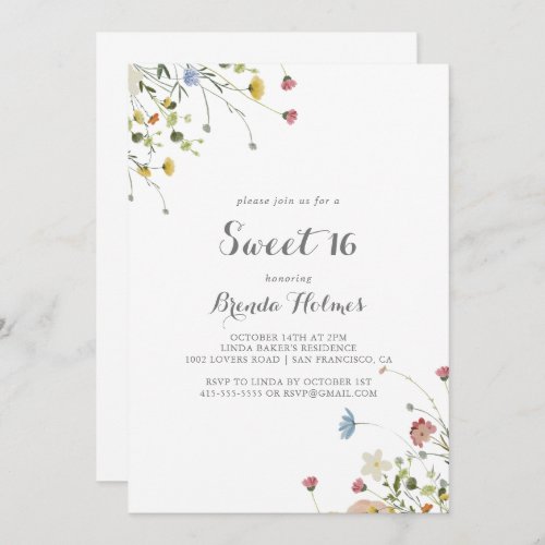 Colorful Dainty Wild Sweet 16 Birthday Party Invitation