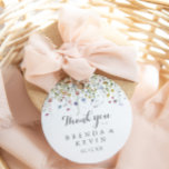 Colorful Dainty Wild Thank You Wedding Favor Classic Round Sticker<br><div class="desc">This colorful dainty wild thank you wedding favor classic round sticker is perfect for a rustic wedding. The design features hand-painted watercolor beautiful pink, blush, blue, navy, yellow, purple and green wild flowers. Make the sticker labels your own by including your names, the event (if applicable), and the date. These...</div>