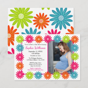 Colorful Daisies - 3x5 Baby Shower Invitation