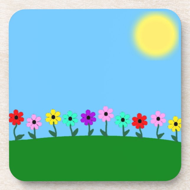 Colorful Daisies Beverage Coaster (Front)