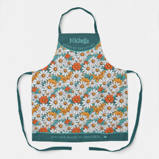Colorful daisies botanical personalized apron