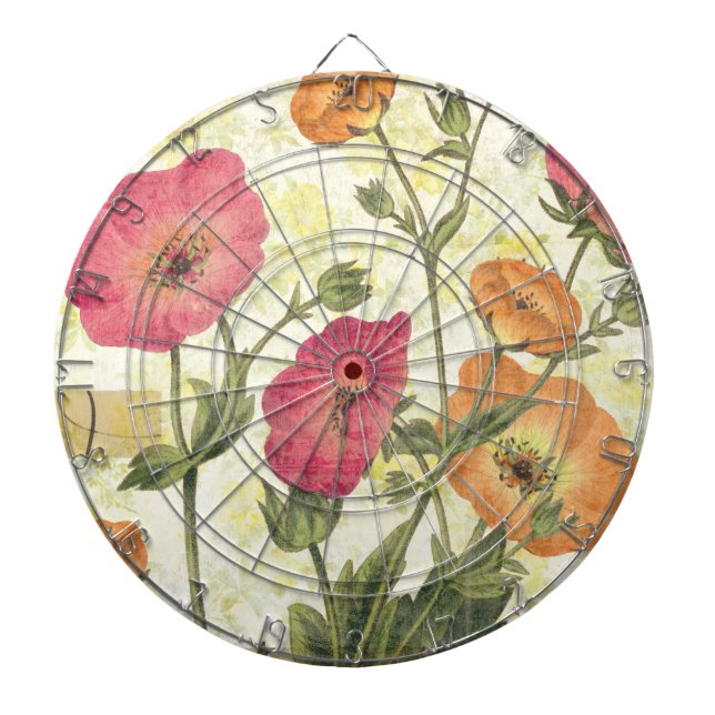 Colorful Daisies Dartboard With Darts (Front)
