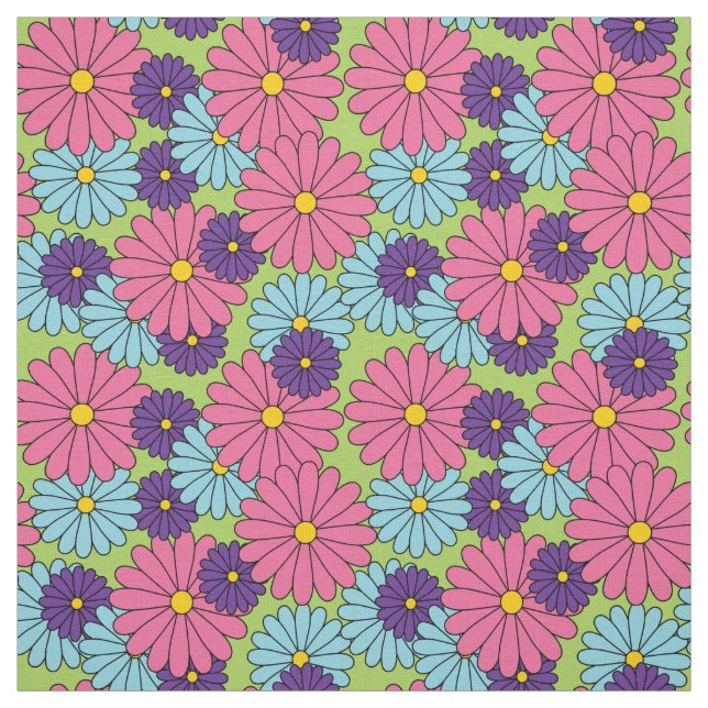 Colorful Daisies Fabric (Swatch)