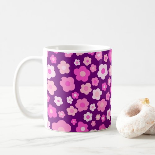 Colorful Daisies Floral Retro Pattern Coffee Mug