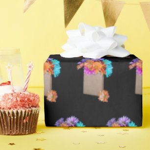 Colorful Daisies In Brown Bag Wrapping Paper