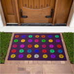 Colorful Daisies Modern Cute Girly Cool Fun Purple Doormat