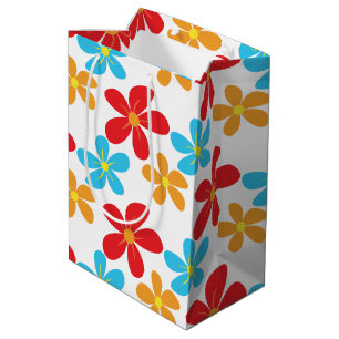 Colorful Daisies On White Medium Gift Bag