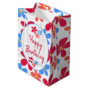 Colorful Daisies On White  Medium Gift Bag