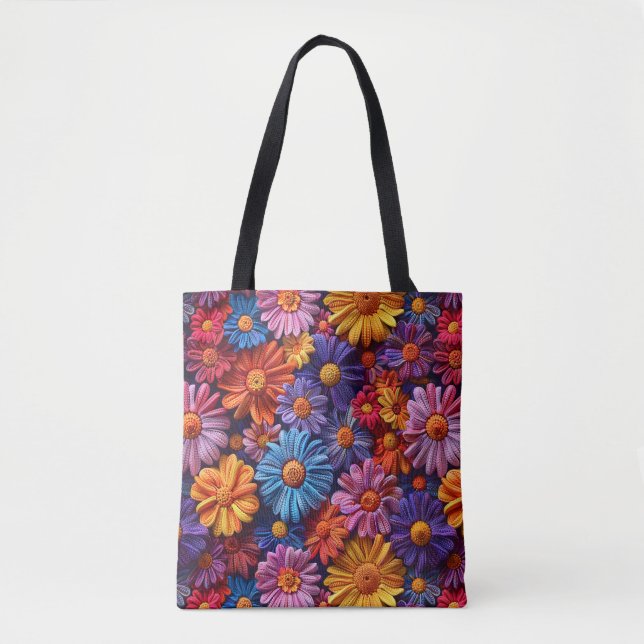 Colorful daisies pattern tote bag (Front)
