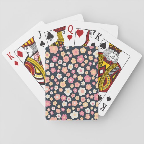 Colorful Daisies Retro Floral Pattern Cute Playing Cards