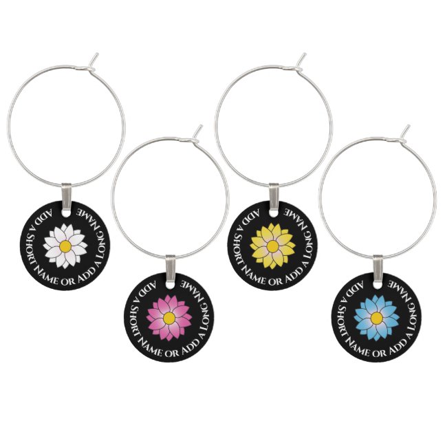 Colorful Daisies Wine Charm (Staggered)